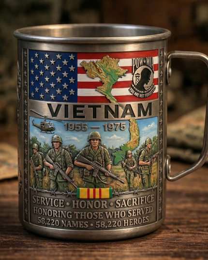 🎖️- Vietnam Veteran Honor Coffee Mug – 1955-1975 Service Tribute