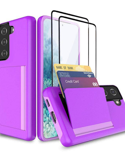 Armor Protective Card Holder Case for Samsung S21(5G) With 2-Pack Screen Protectors - Libiyi