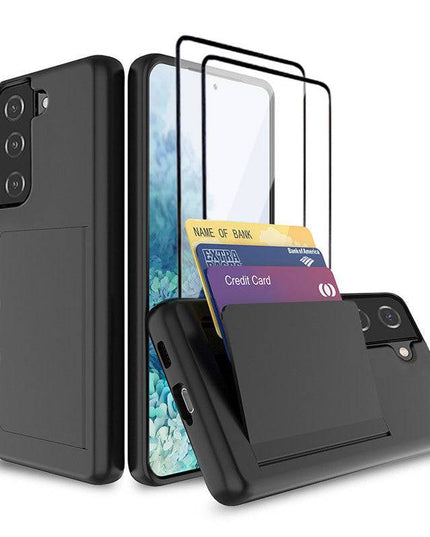 Armor Protective Card Holder Case for Samsung S21(5G) With 2-Pack Screen Protectors - Libiyi
