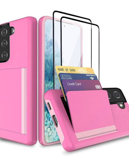 Armor Protective Card Holder Case for Samsung S21(5G) With 2-Pack Screen Protectors - Libiyi