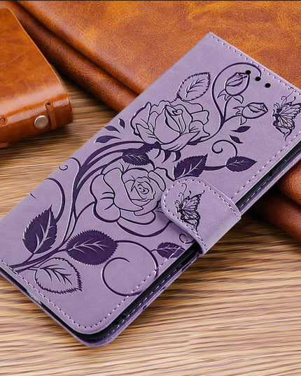 3D Embossed Rose Wallet Case For Samsung A42(5G) - Libiyi