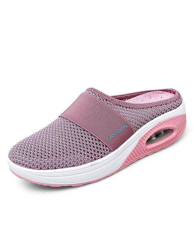 Libiyi Women Daily Fly Knit Fabric Summer Air Cushion Mule Slippers - Libiyi